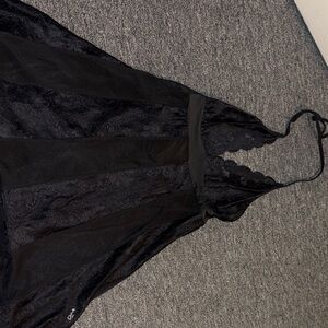 Elegant Black Lace Halter Nightgown